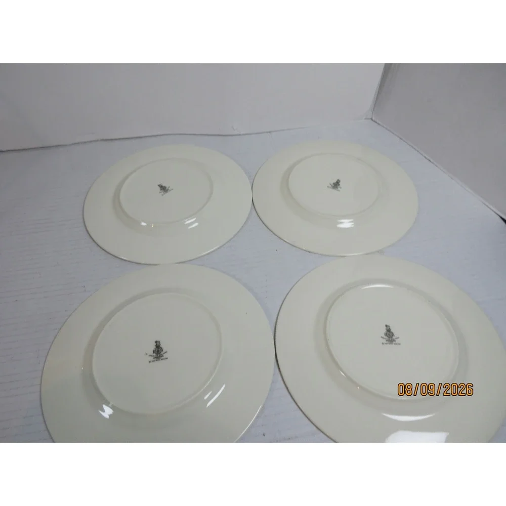 Royal Doulton Andover H5215 Bone China Salad Plates Set of 4 Black Gold Trim